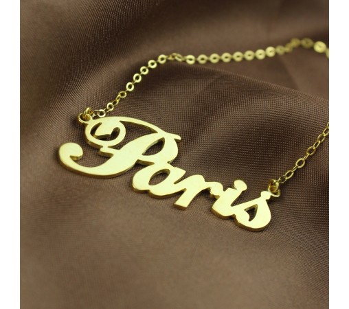 Paris Hilton Style Name Necklace In Gold Plated Silver